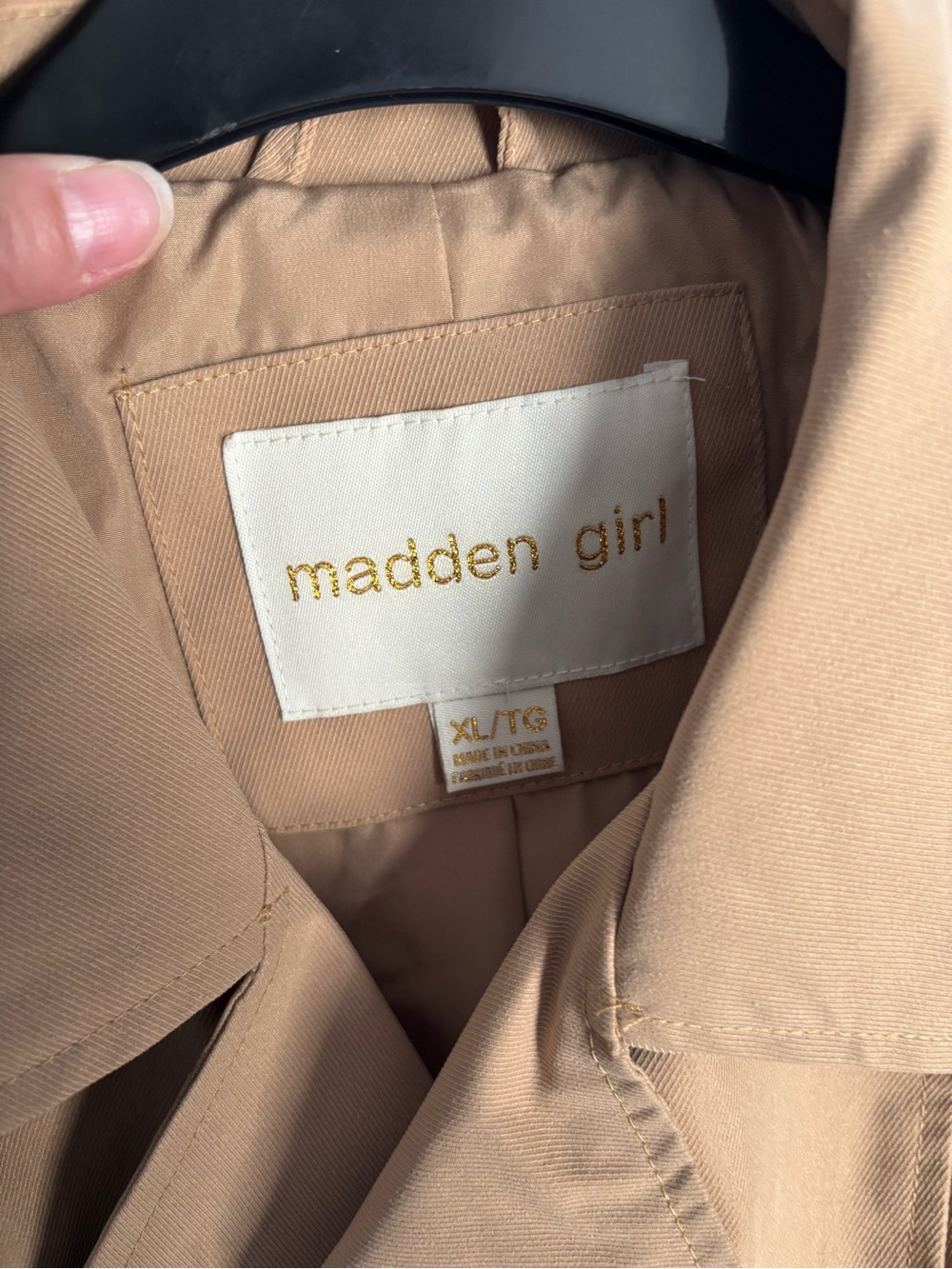 NWT women’s Madden Girl Camel Double-Breasted cropped Trench Jacket coat XL - Picture 5 of 8